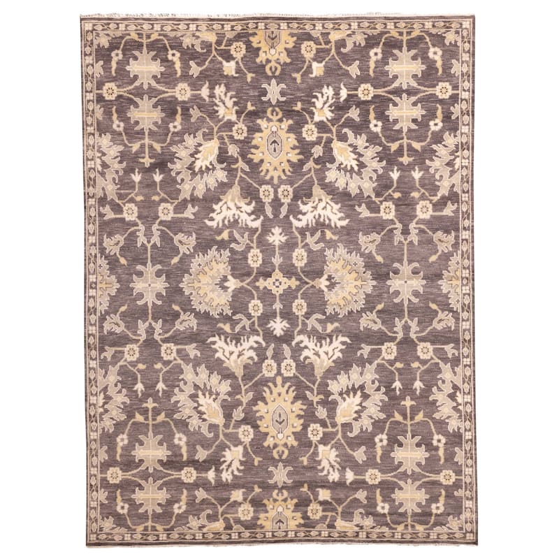 ECARPETGALLERY Hand-knotted Royal Oushak Dark Grey Wool Rug - 9'1 x 12'0