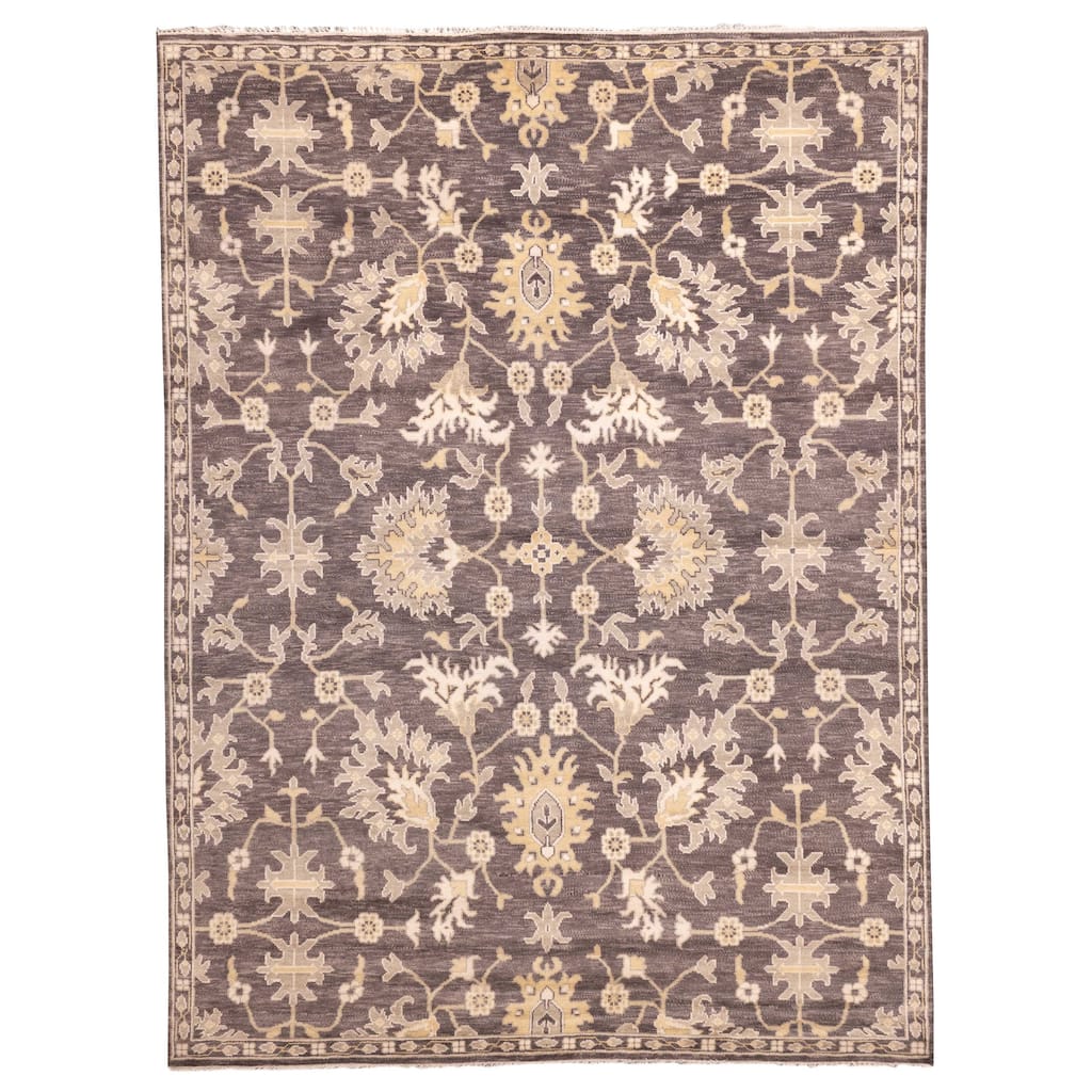 ECARPETGALLERY Hand-knotted Royal Oushak Dark Grey Wool Rug - 9'1 x 12'0
