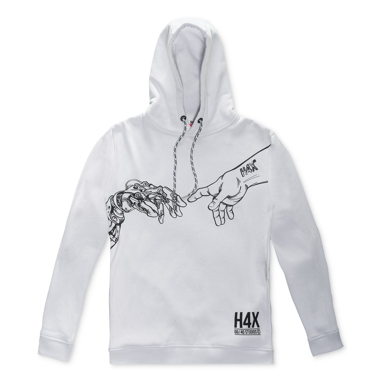 mens white graphic hoodie