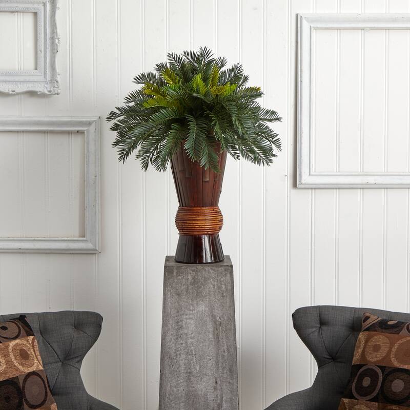 Silk Plant with Bamboo Vase - 29" Renaissance Romance Home Decor Accent - 2.42ft.