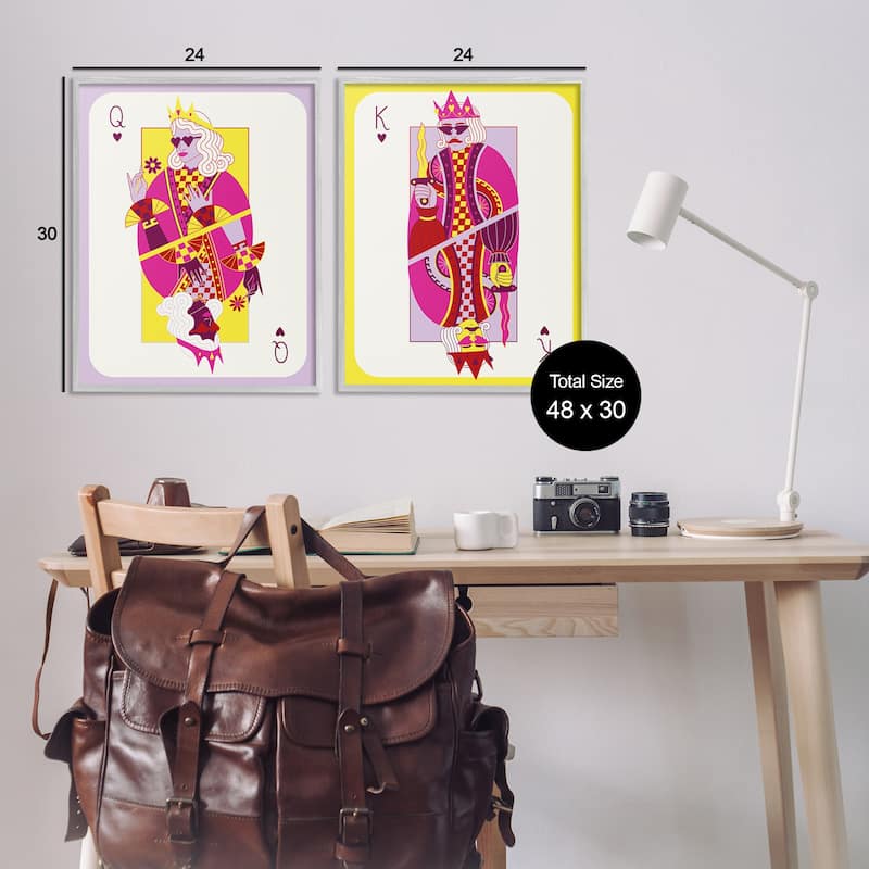 Stupell King & Queen Cards Framed Giclee Art Design By Grace Popp (Set of 2)