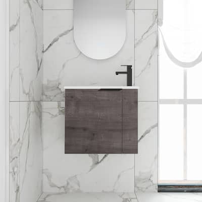 ARTCHIRLY 22" Bathroom Vanity with Ceramic Sink, Floating Bathroom Vanity with Soft Close Door