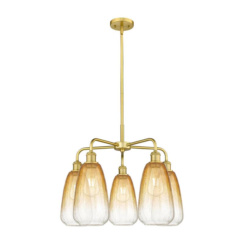 Innovations Lighting Endless Possibilities Ballston - Brookhaven Almond - 5 Light 25" Stem Hung Chandelier - Satin Gold/Amber