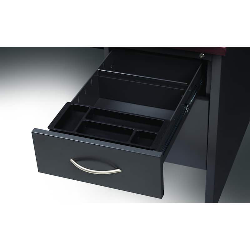 Hirsh Executive Office Modular Right-Hand Single Pedestal File Office Desk, with Arch Pull, 36" D x 72" W, Charcoal / Mahogany