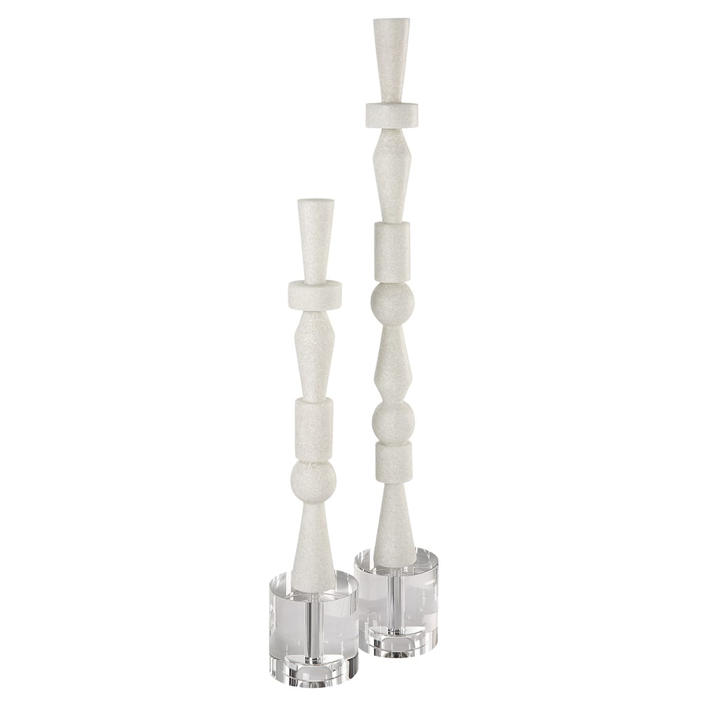 Uttermost Norte White Stone Sculptures, Set Of 2 - 4"W x 28.25"H x 4"D