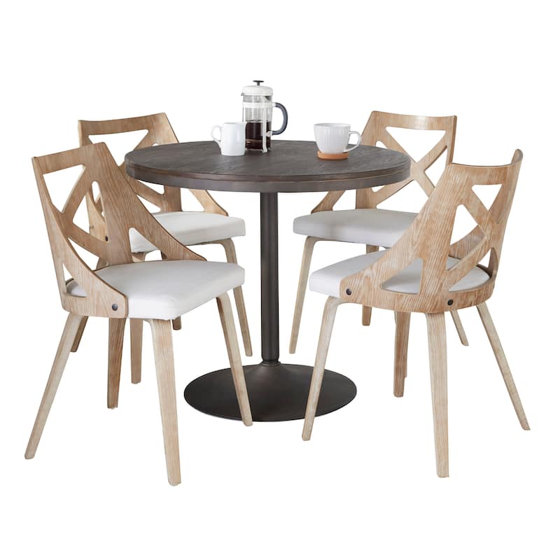 The Gray Barn Goddard-Charlotte 5-Piece Dining Set - Cream Fabric/White Washed/Antique Metal