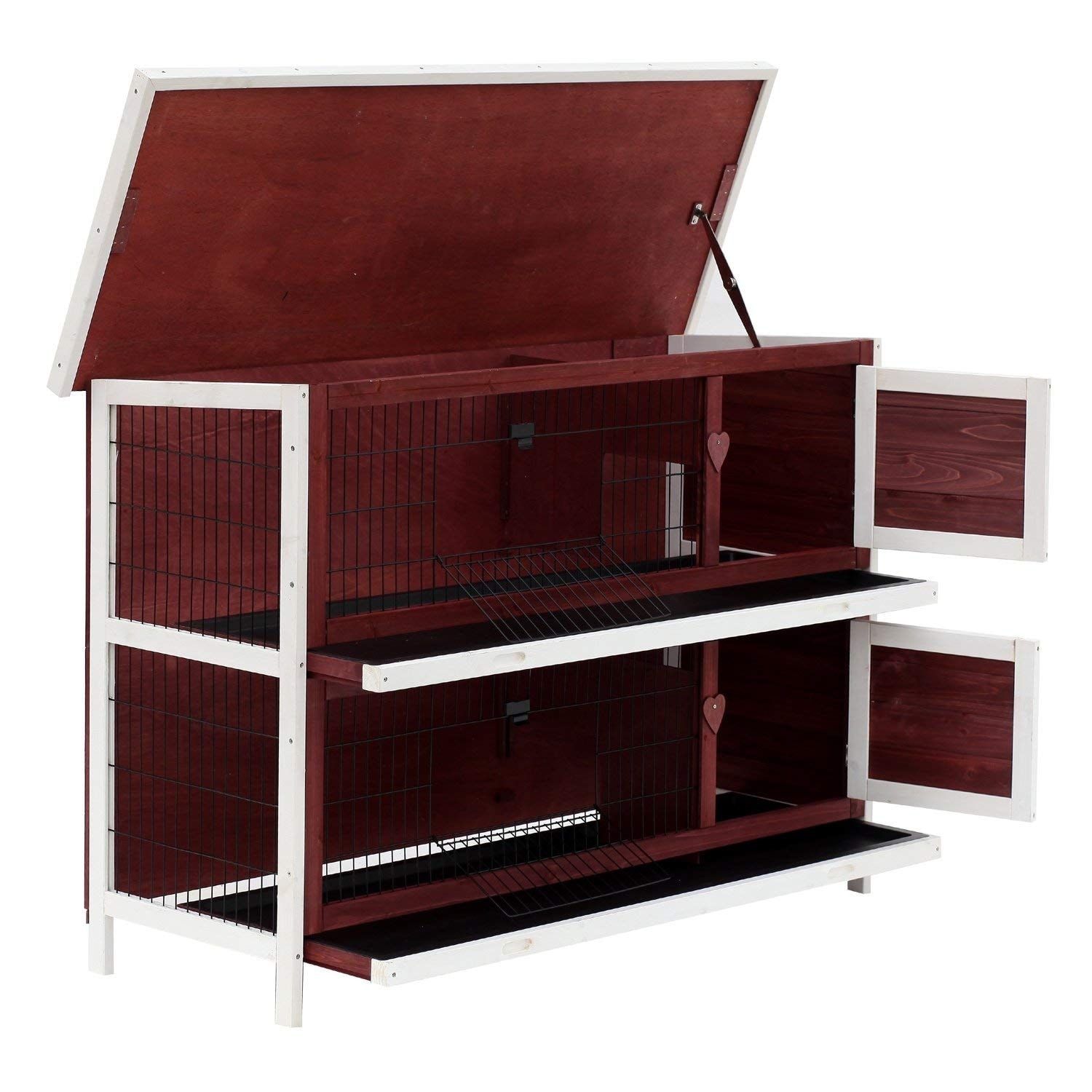 pawhut 2 story rabbit hutch