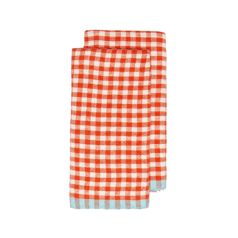 Caravan Gingham Towels - Set of 2 - Orange/Aqua