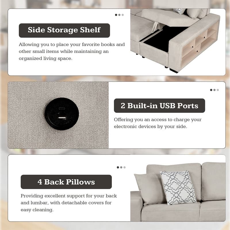 U-shaped Sectional Sofa Pull-out Sofa Bed