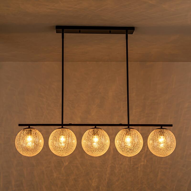 5 - Light 44" Large Globe Chandelier Kitchen Island Linear Pendant Light for Dining Room