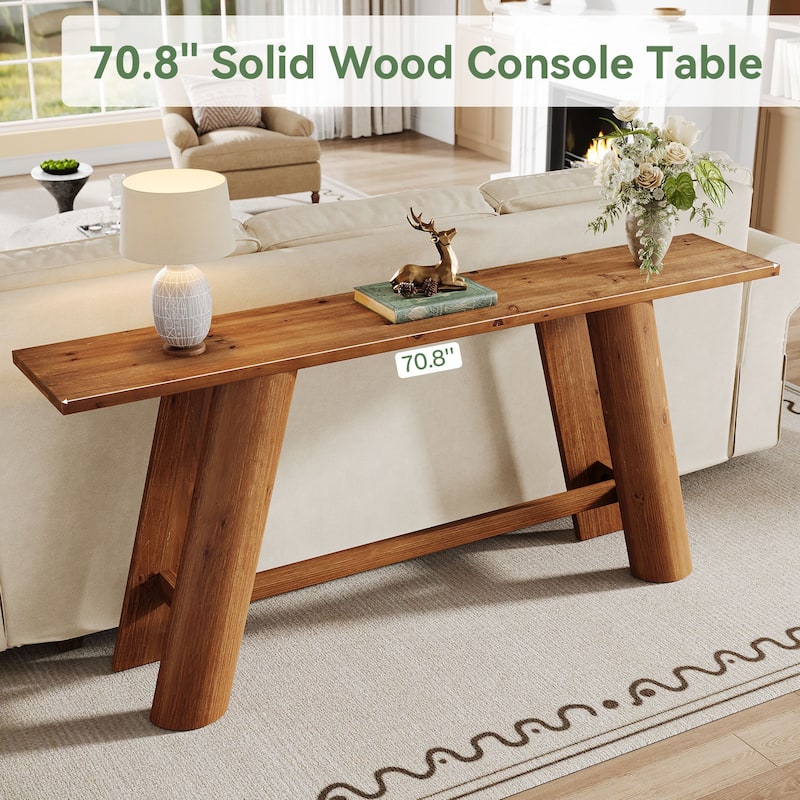 70.9" Long Farmhouse Solid Wood Console Sofa Table for Living Room