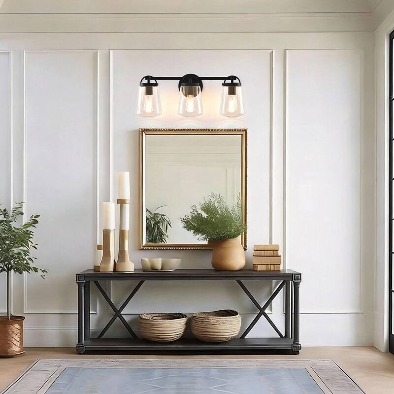 22" Modern 3-Light Glass Bathroom Vanity Wall Light Sconce
