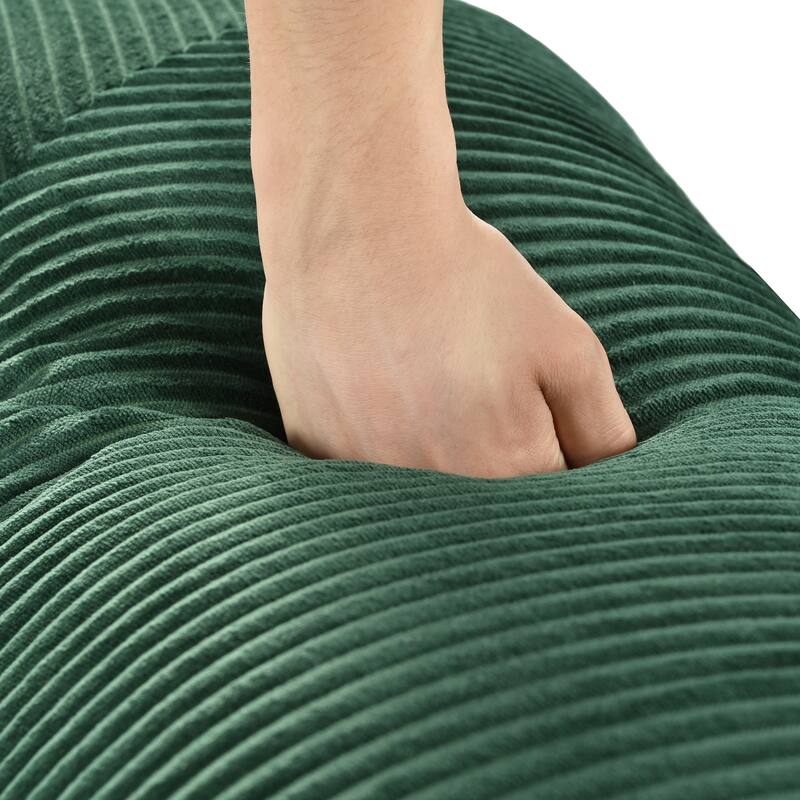 Green Corduroy Polyester L-Shaped Modular Sofa Bed, 115"x79"x30", 162 lbs