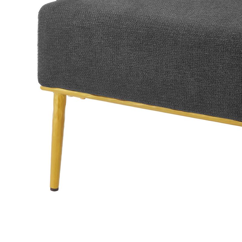Modern Accent Chair Upholstered Armchair Single Sofa Chair with Curved Backrest and Gold Metal Legs for Living Room