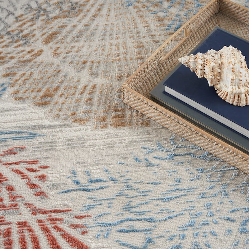 Nourison Pompeii Coastal Beach Shells and Coral Area Rug