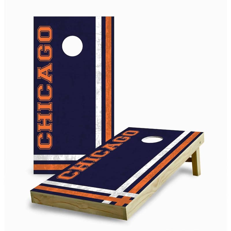 Chicago Bears Multi Stripe Cornhole Game (Choose Wraps or Boards) - 2x4 Boards (24" x 48") - NO Accessories