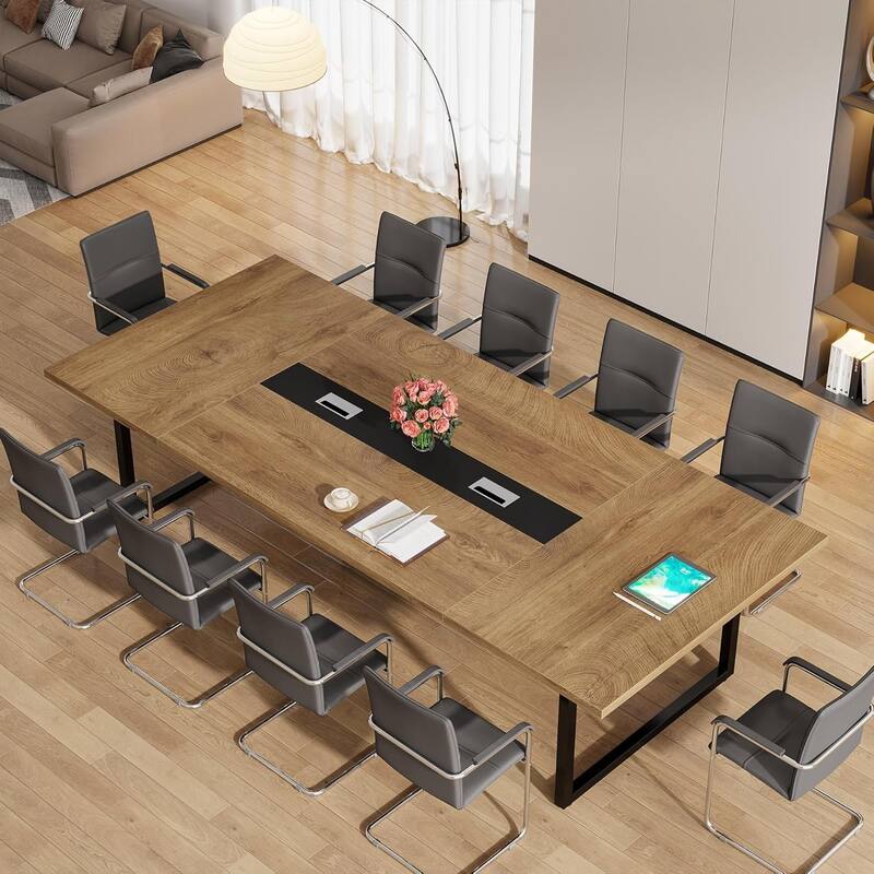8FT Large Conference Table with Strong Metal Frame for Office Conference