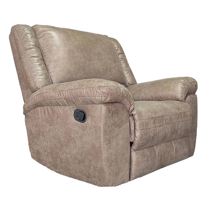 Jem Manual Rocker Recliner Chair, Pillow Top Arms, Brown Leather