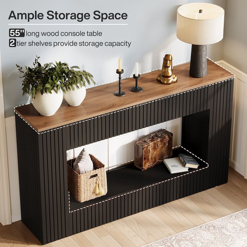 Modern Console Table, 55-Inch Wood Entryway Table with Storage