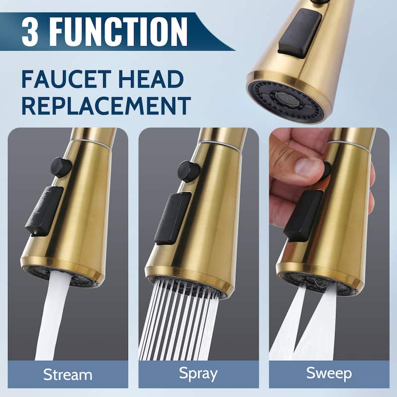 WOWOW Stainless Steel Kitchen Sprayer Head - 3 Modes with 9 Adapters