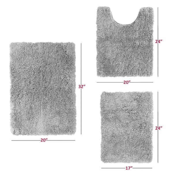 Porch & Den Lorena Shaggy/ Nonslip Rubber Backed Bath Rug Set Bed