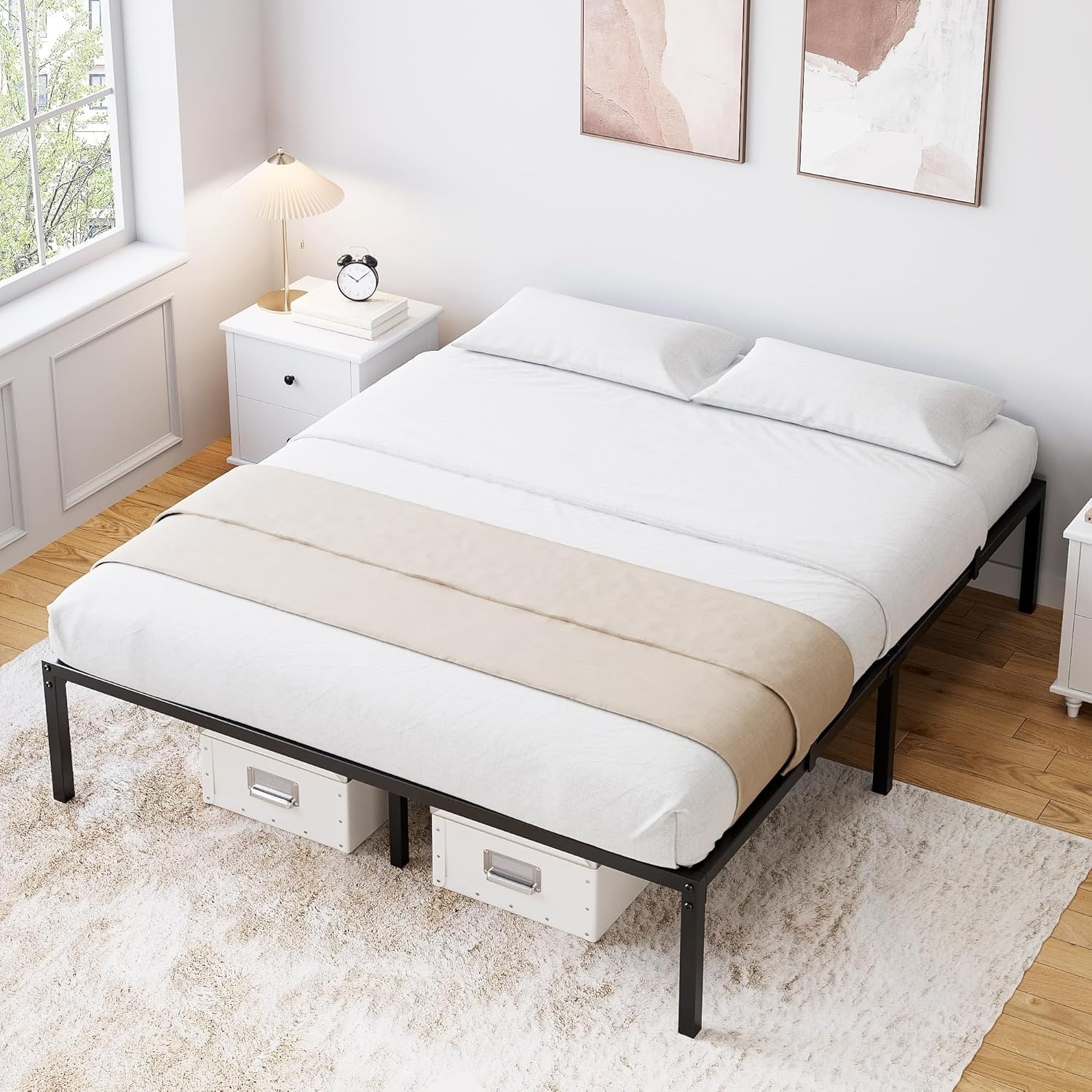14 Inch Queen Metal Platform Bed Frame, Heavy Duty, Noise Free, Easy Assembly, No Box Spring Needed