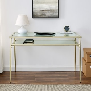 Walker Edison 48-inch Metal and Glass Two-Tier Desk