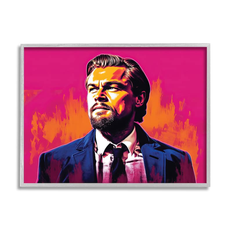 Stupell Leonardo DiCaprio on Framed Giclee Art Design by Birch&Ink - 30 x 24 - Grey