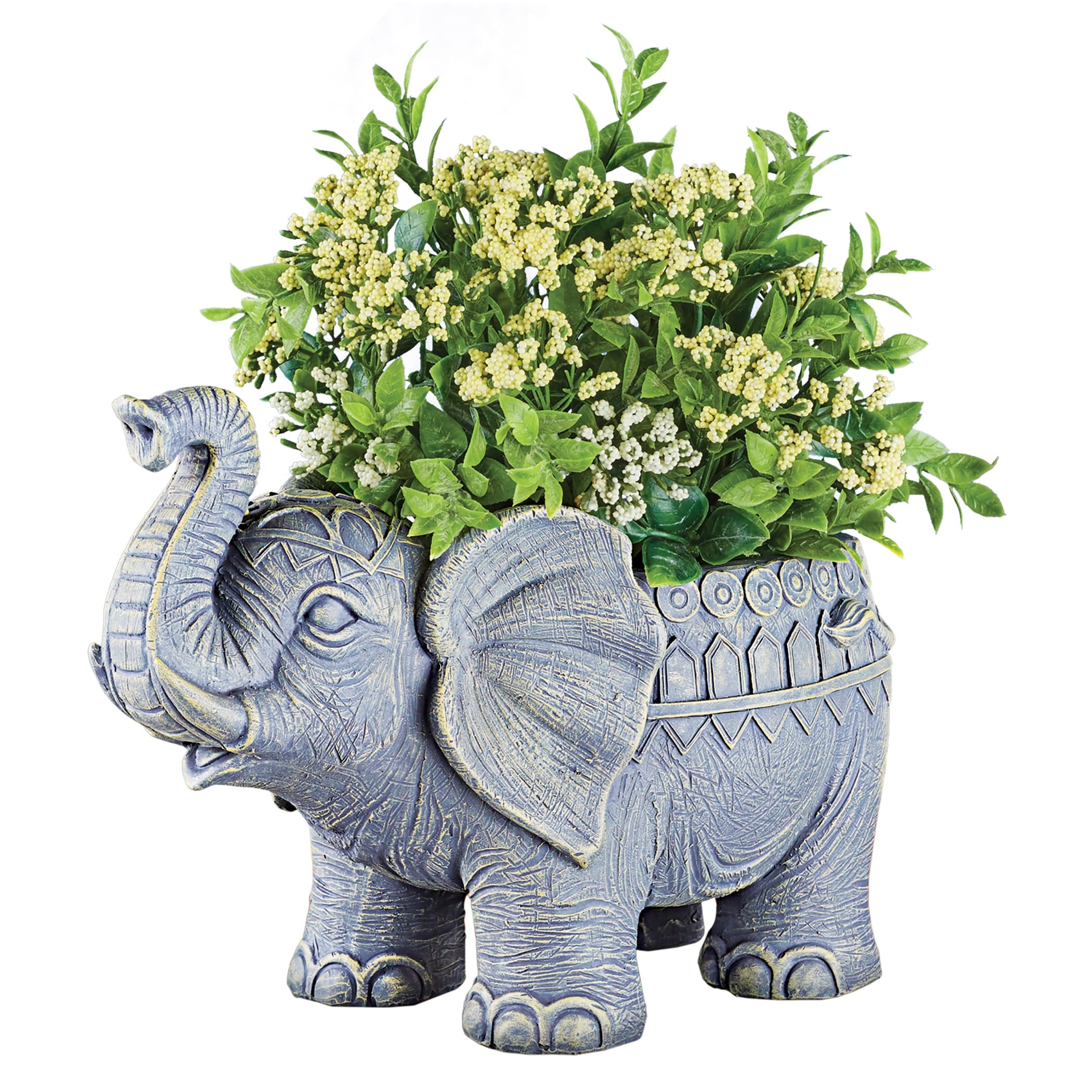 Hand-painted Indoor/Outdoor Resin Elephant Planter - 13.500 x