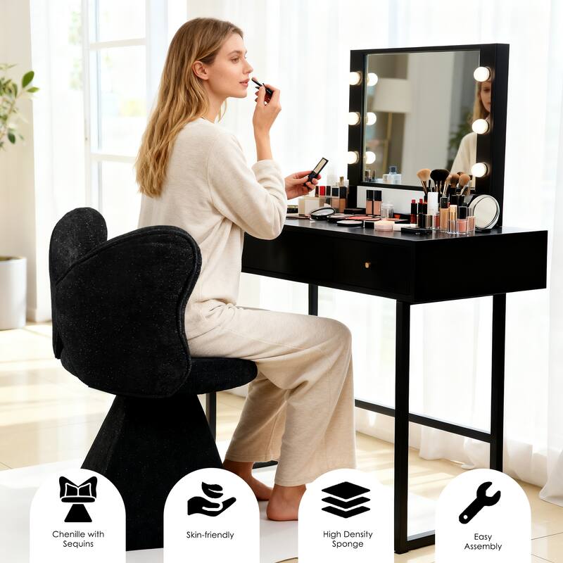 small dressing table black ARTETHYS Vanity Desk with Mirror & Foldable Side Panel for Bedroom shaped reversible dressing table with 3 3 in 1 Vanity Desk