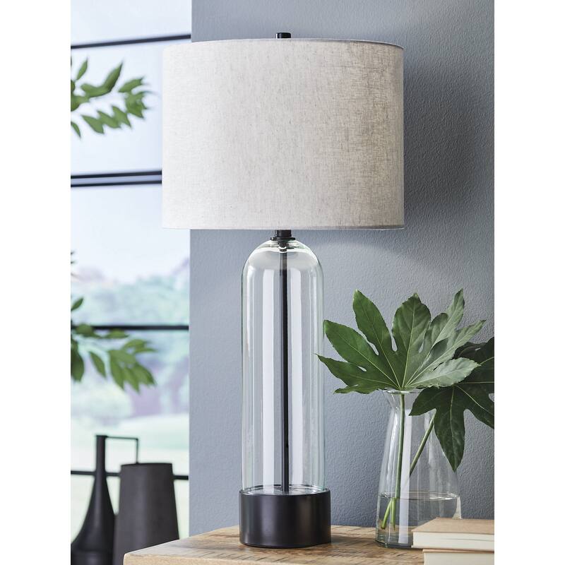 Signature Design by Ashley Kerrbrook Clear/Black Table Lamp - 15" W x 15" D x 31" H