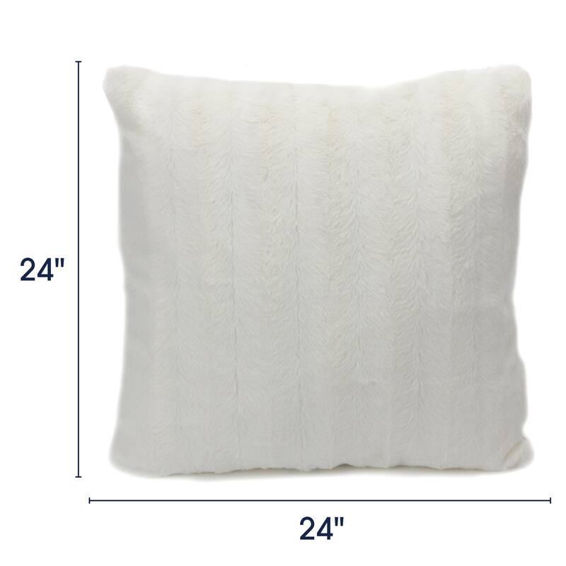 Cheer Collection Solid Color Faux Fur Throw Pillows (Set of 2) - 24 x 24 - White