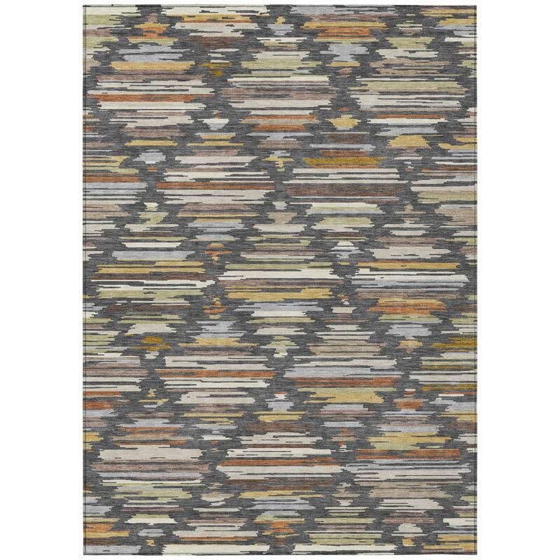Machine Washable Indoor/ Outdoor Modern Trellis Chantille Rug