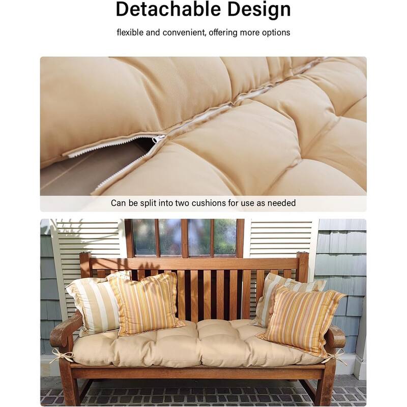 WINSOON 48x40x4 Inch Porch Swing Cushion, Outdoor Swing Bench Cushion with Backrest, Waterproof Bench Cushion