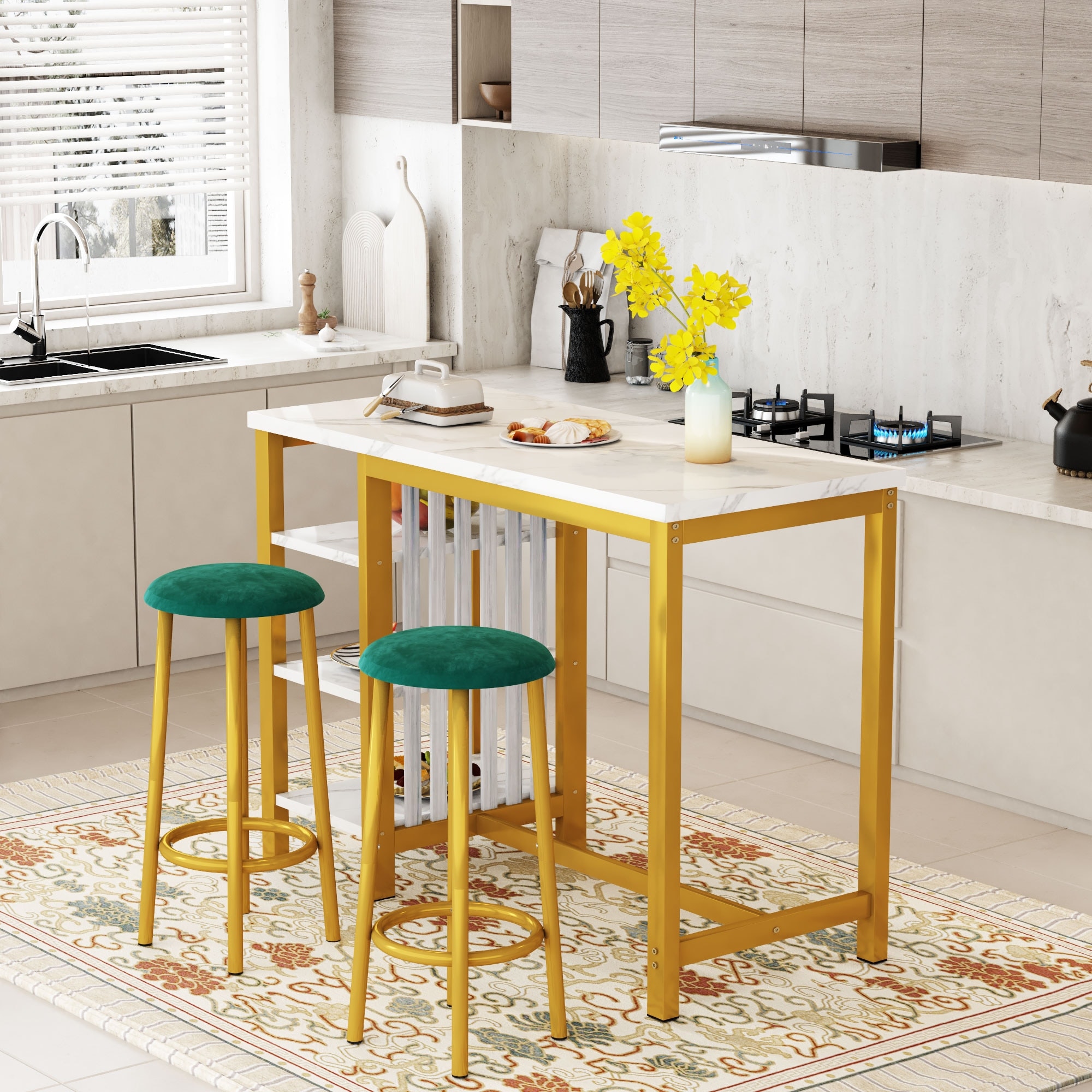 Faux marble top bar table