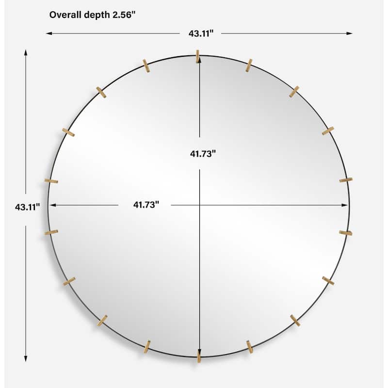 Industrial Round Wall Mirror - 43" - Gold Finish