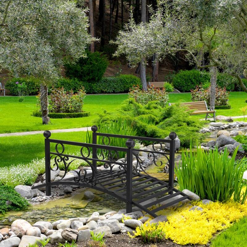 Garden Iron Bridge with Round Ball