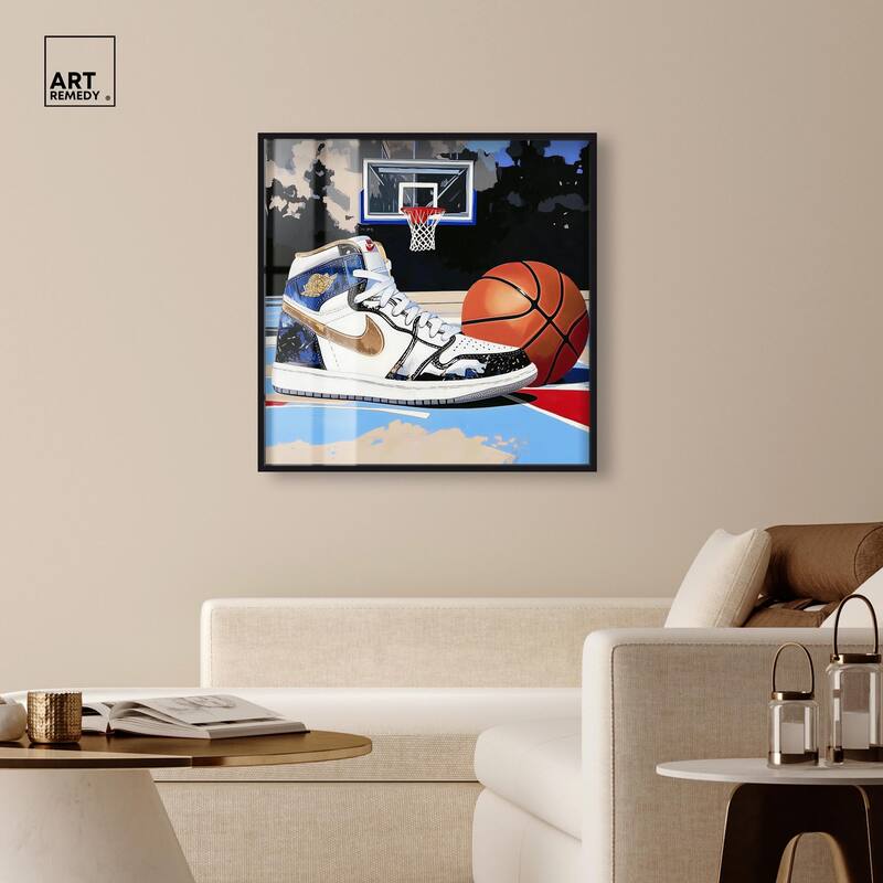 Basketball Court Blues Shadowbox by Art Remedy