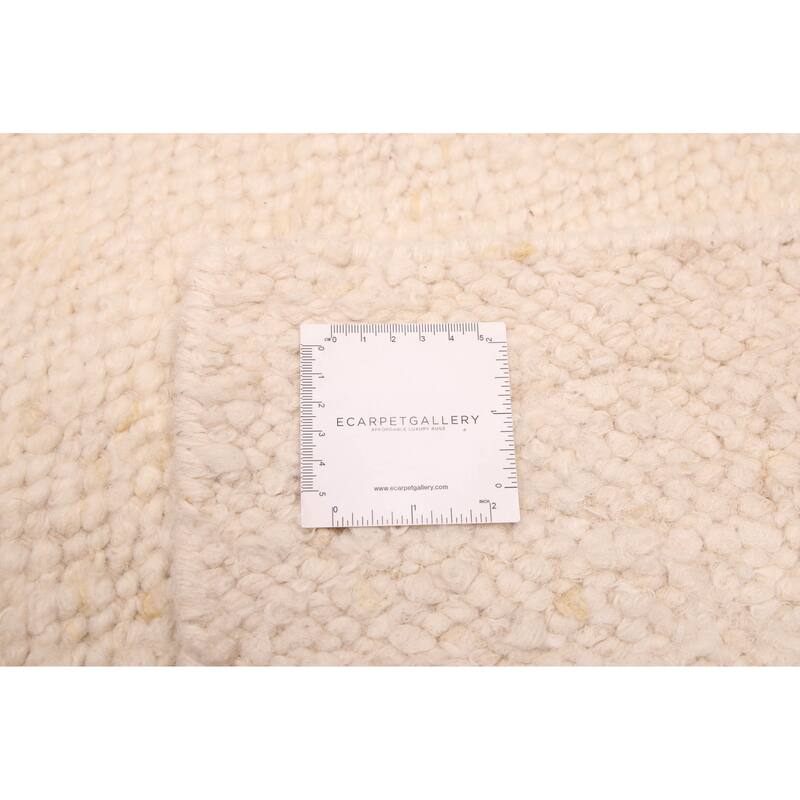 ECARPETGALLERY Hand Woven Looma Cream Wool Rug - 8'10 x 11'9
