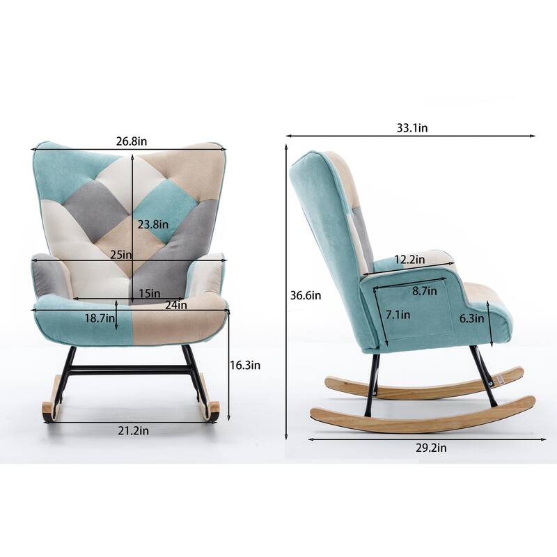Modern Patchwork Accent Chair for Living Room Bedroom Studio