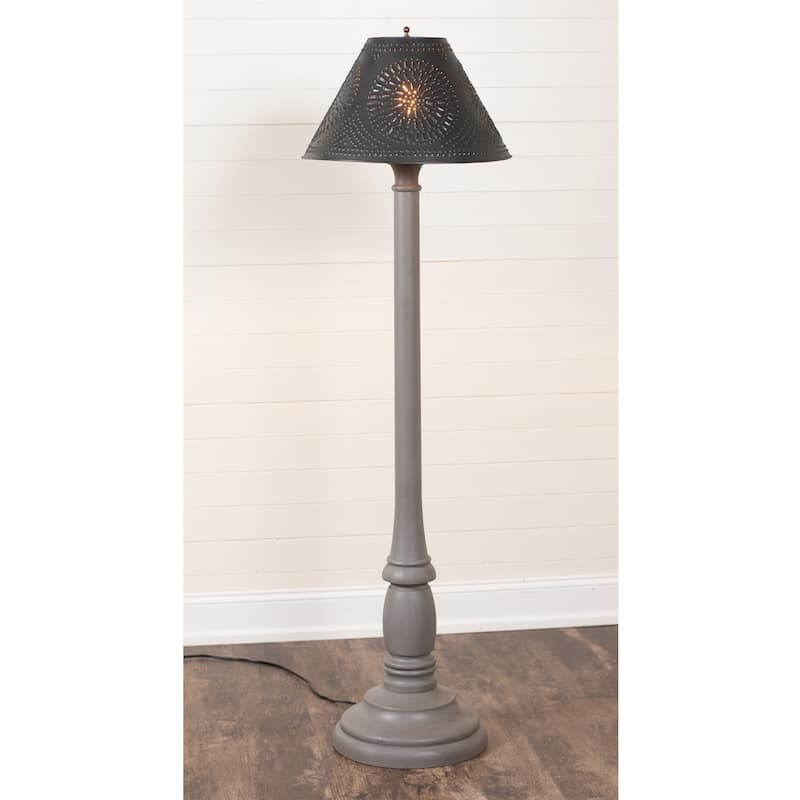 Brinton Floor Lamp In Earl Gray - Smokey Black Shade - 59 X 17 X 17 inches