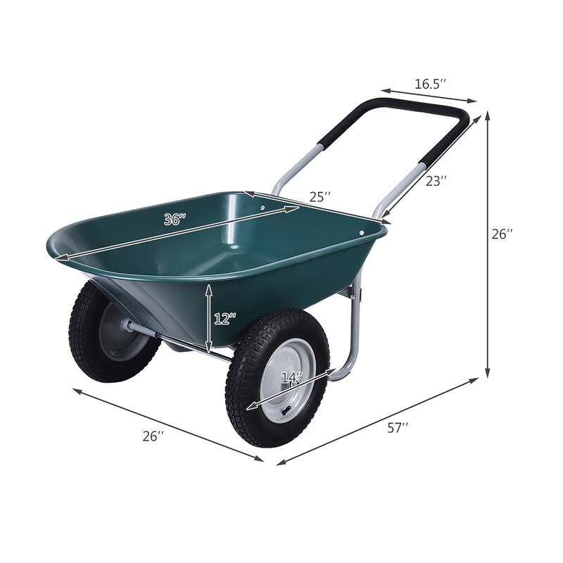 Costway 2 Tire Wheelbarrow Cart Heavy-duty Dolly Utility Cart