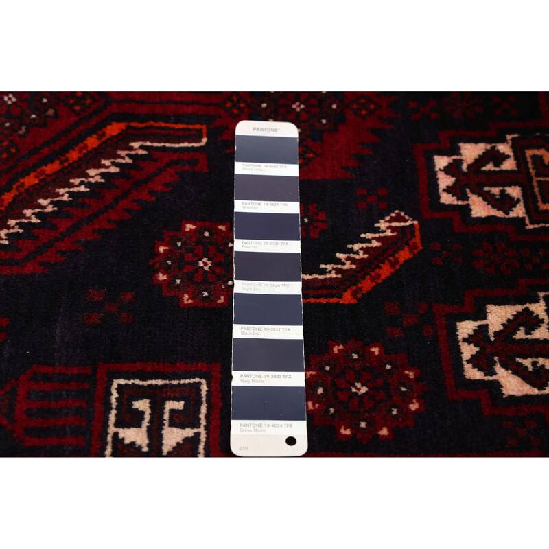 ECARPETGALLERY Hand-knotted Teimani Dark Navy, Red Wool Rug - 3'5 x 6'8
