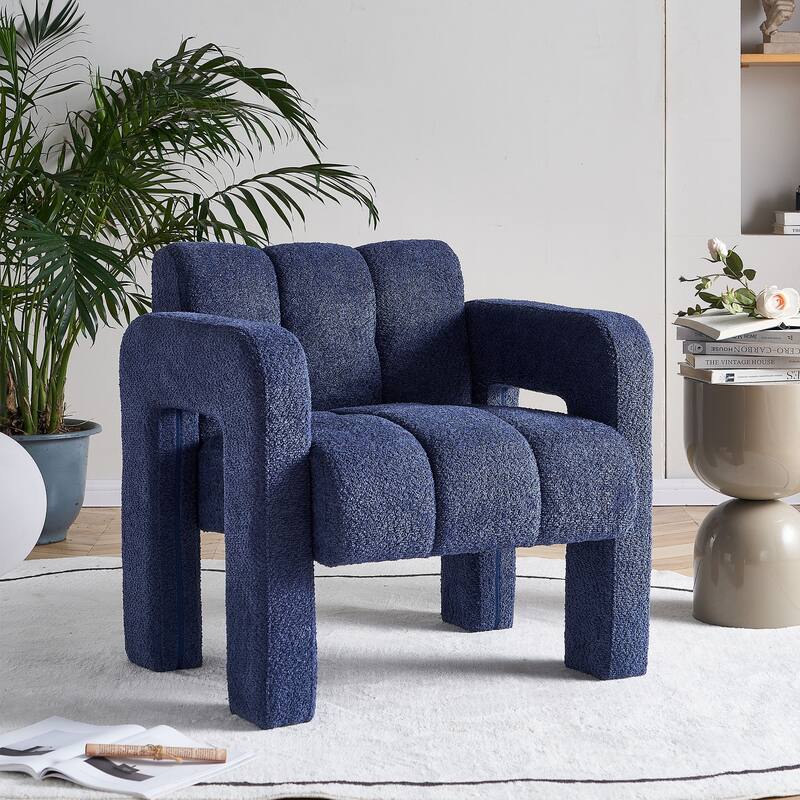 Upholstered Accent Chair 31.10" Wide Boucle Modern Accent Chair Side Chair Comfy Wide Armchair For Bedroom, Living Room