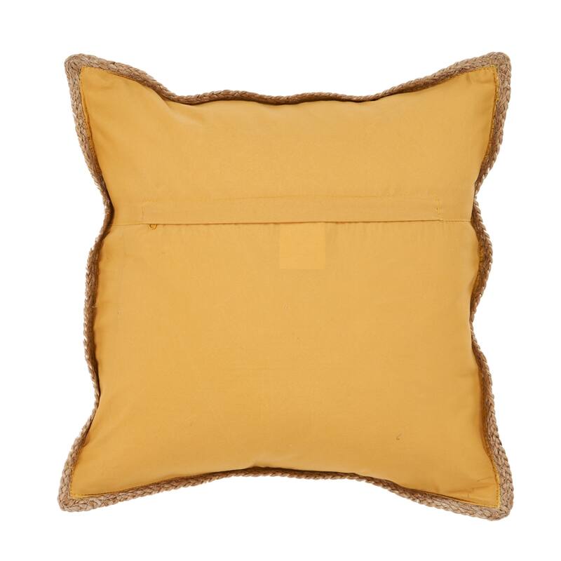 Handwoven Flanged Bordered Square Throw Pillow Cover - 20" - Yellow and Brown