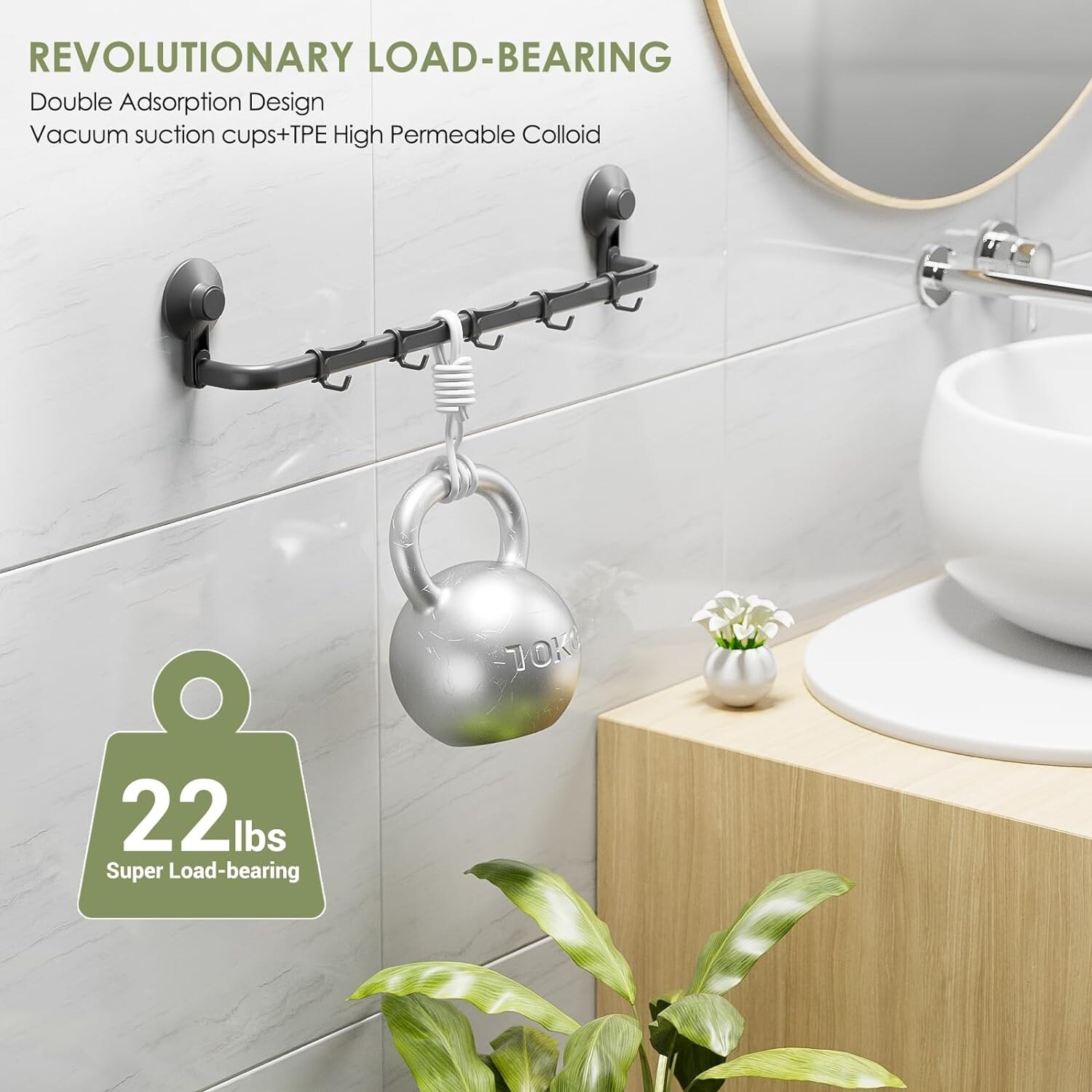Vacuum suction shop towel bar