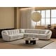 preview thumbnail 11 of 12, Slope Arm Chenille Fabric Rectangle Sectional Sofa Scallop Sofa in Light Brown 5 Sests (V Shape) - Light Brown