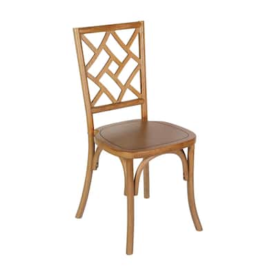 Commercial Solid Wood Stackable Dining Chair with Intricate Back Detail - 19.75"D x 17.25"W x 35.5"H