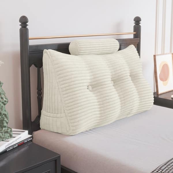 slide 2 of 29, WOWMAX Headboard Wedge Reading Pillow With Bolster Neck Roll White - Twin