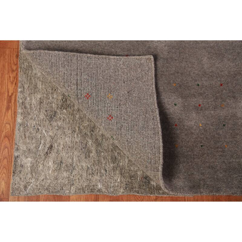 Tribal Gabbeh Area Rug Hand-Knotted Oriental Wool Carpet - 8'1" x 9'11"